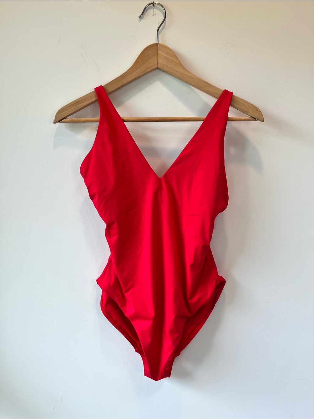 Everlane Bright Red V-Neck One-Piece Swimsuit